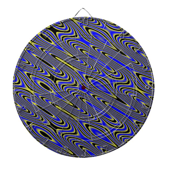 Black Blue and Gult Swirly Mönster Dart Board Piltavla (Framsidan)