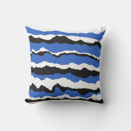 Black, blue and white wave pattern cushion kudde