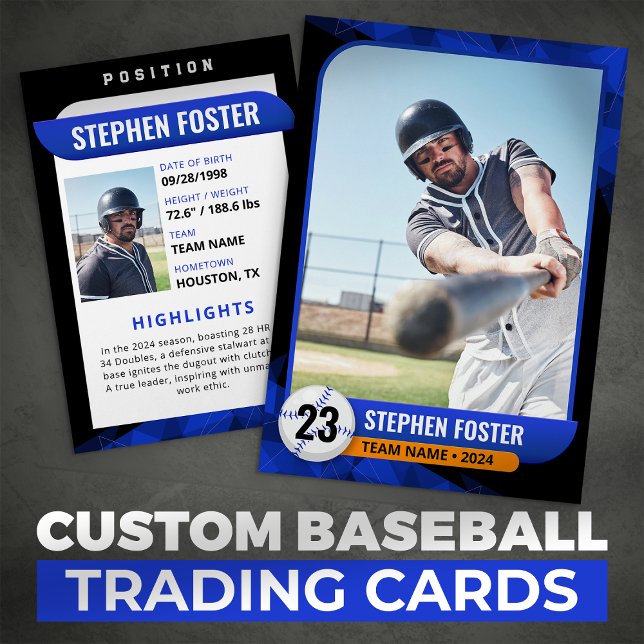 Black & Blue Baseball Trading Card Basebollspelare (Skapare uppladdad)