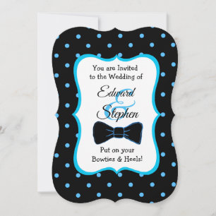 Black Blue Bowtie & Heels LGBT-Bröllopsinbjudninga Inbjudningar