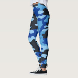 Black Blue Camo Leggings - Tactical Yoga Byxor