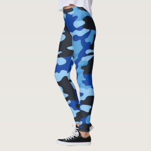 Black Blue Camo Leggings - Tactical Yoga Byxor