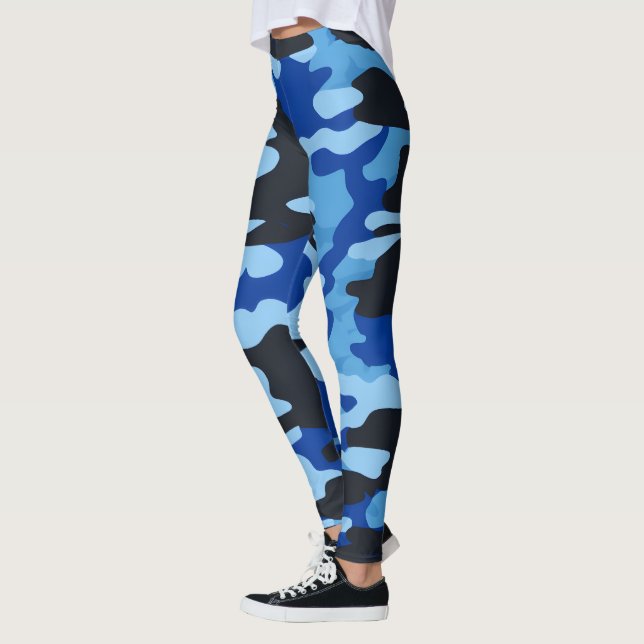 Black Blue Camo Leggings - Tactical Yoga Byxor (Vänster)