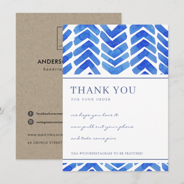 BLÄCK BLUE CHEVRON MÖNSTER CORPORATE Business LOGO Tack Kort (Fram/baksida)