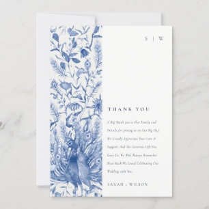 Bläck Blue Classy Ornate Watercolor Peacock Bröllo Tack Kort