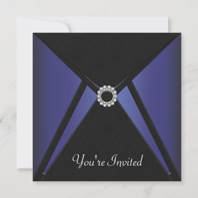 Black Blue Diamond Valfri Tillfälle Inbjudningar (Framsida)