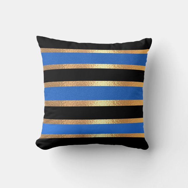 Black Blue Golden Rand Modern Dekorativ kudde (Framsida)
