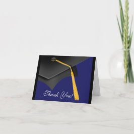 Black Blue Grad Cap för Studenten Tackkort Card