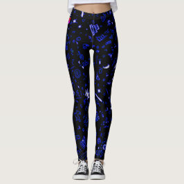 Black Blue Groovy Leggings