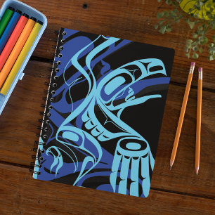 Black Blue Haida Eagle Thunder Bird Native Art Anteckningsbok