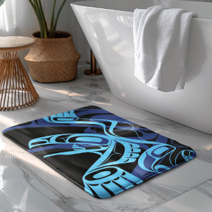 Black Blue Haida Eagle Thunder Bird Native Art Badrumsmatta