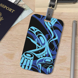 Black Blue Haida Eagle Thunder Bird Native Art Bagagebricka