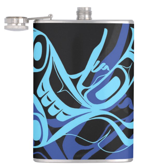 Black Blue Haida Eagle Thunder Bird Native Art Fickplunta (Öppnad)