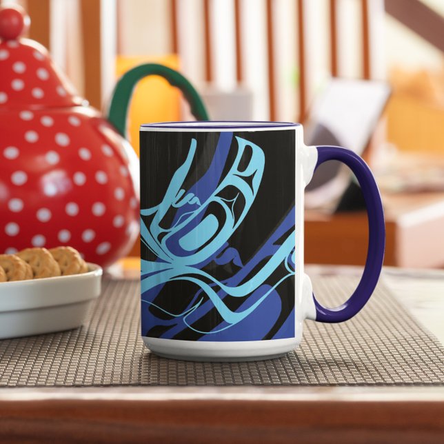 Black Blue Haida Eagle Thunder Bird Native Art Mugg (Skapare uppladdad)
