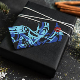 Black Blue Haida Eagle Thunder Bird Native Art Presentetikett