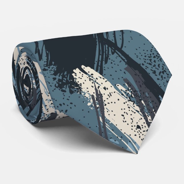 Black Blue Ivory Camouflage Neck Tie Slips (Rullad)