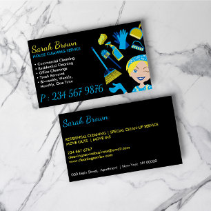Black Blue Janitorial Gälskade Apron Maid Visitkort