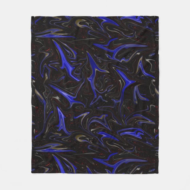 Black Blue Liquefied Rymden Mönster Fleecefilt (Framsidan)