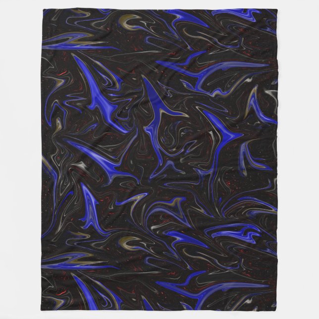 Black Blue Liquefied Rymden Mönster Fleecefilt (Framsidan)