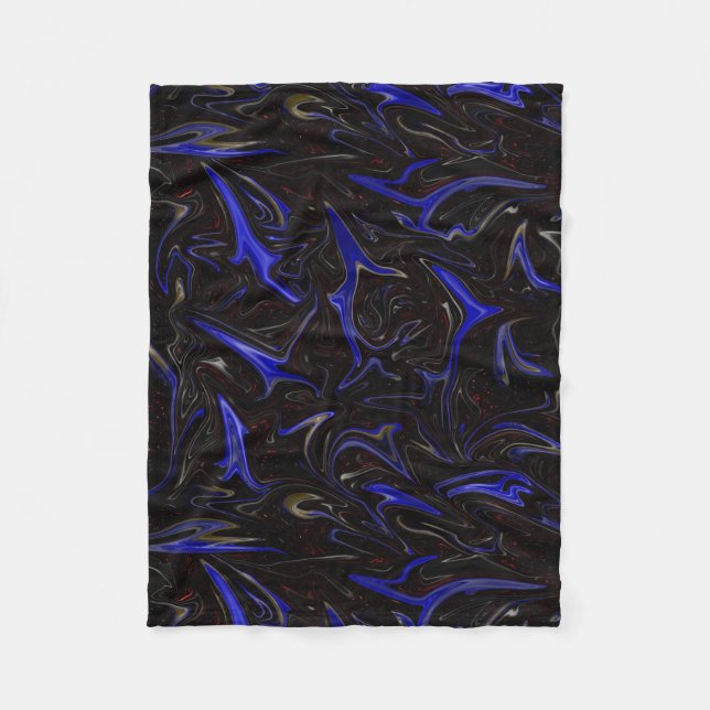 Black Blue Liquefied Rymden Mönster Fleecefilt (Framsidan)