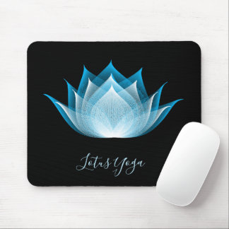Black Blue Lotus Moiré Teckning Flower Graphic Yog Musmatta