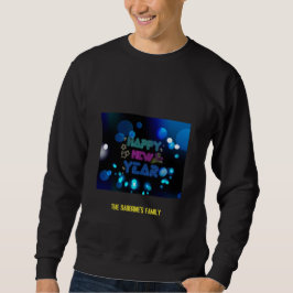 Black & Blue Midnight Sparkle Neon Glow New Year  Lång Ärmad Tröja