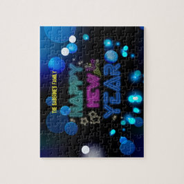 Black & Blue Midnight Sparkle Neon Glow New Year  Pussel