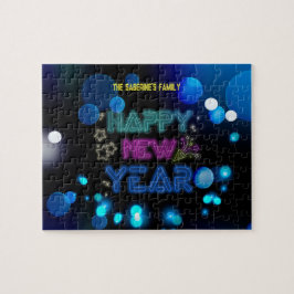 Black & Blue Midnight Sparkle Neon Glow Nyår Pussel