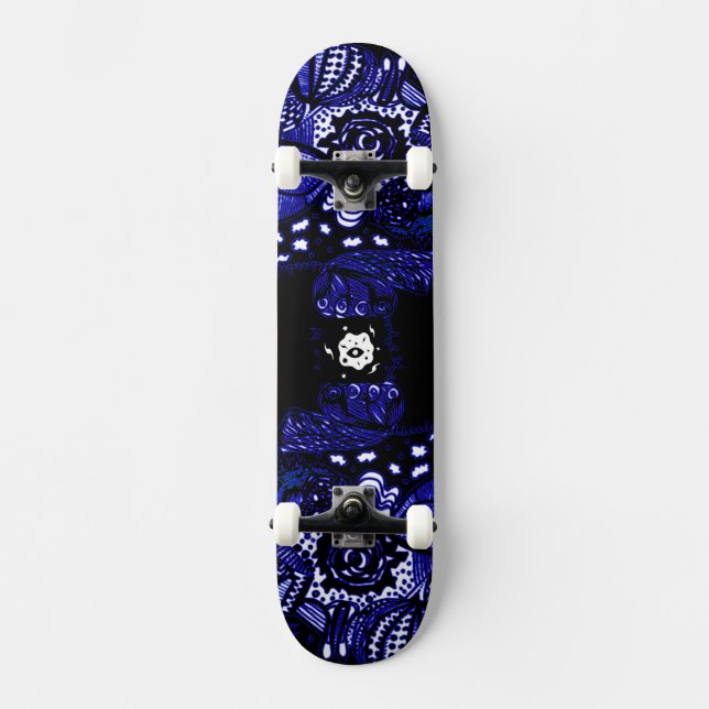 Black Blue Mini Skateboard Bräda 18,5 Cm (Framsida)