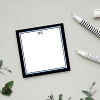 Black Blue Monogrammed Postit Notes