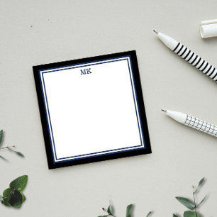 Black Blue Monogrammed Postit Notes Post-it Block