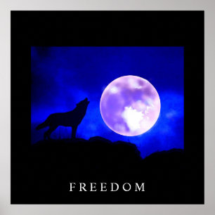 Black Blue Motivational Freedom Varg Poster