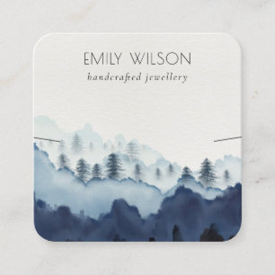 Bläck Blue Navy Gräs Skogen Mountain Earring Vis Fyrkantigt Visitkort