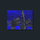 Black Blue New York City Pop Art Canvastryck<br><div class="desc">Brooklyn Bridge,  River and Manhattan Cityscape,  Skyscraper och Byggnad</div>