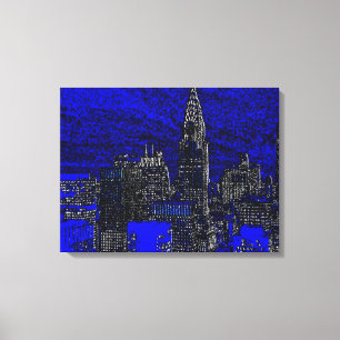 Black Blue New York City Pop Art Canvastryck
