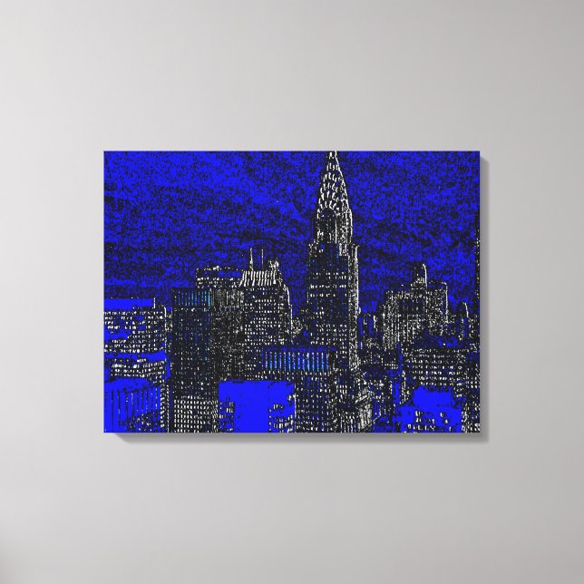Black Blue New York City Pop Art Canvastryck (Framsida)