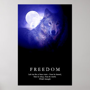 Black Blue Night Varg Fullmoon Freedom Poster