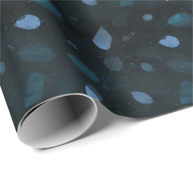 Black Blue Organic Mulberry Mönster Elegant Presentpapper (Rullad Hörn)