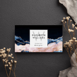 Black Blue Pink Rose Gold Monogram Business Cards Visitkort