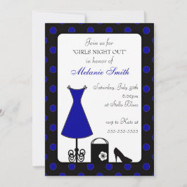 Black Blue Polka Dot Girl's Night Out Inbjudningar