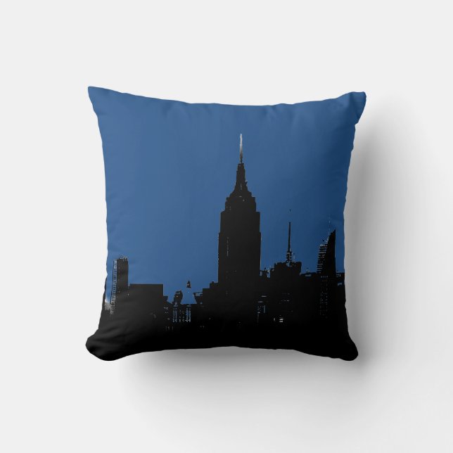 Black Blue Pop Art New York Night Dekorativ kudde (Framsida)