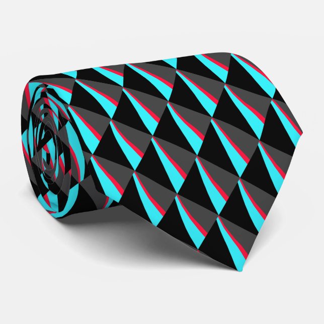 Black Blue Red Grått Mönster Slips (Rullad)