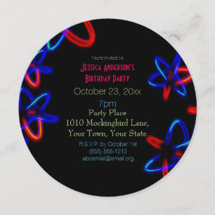 Black Blue Red Laser Neon Ljus Birthday Inbjudningar