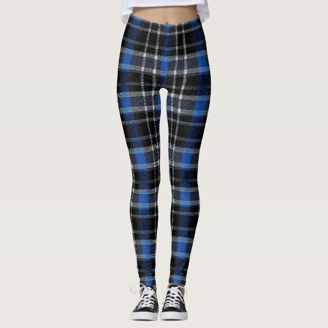Black Blue & Silver Play Tartan Leggings (Framsida)
