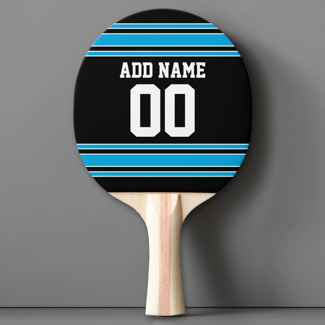 Black Blue Sports Jersey med ditt namn och nummer Pingisracket (Custom Ping Pong Paddle - Team or College colors Sports Jersey)