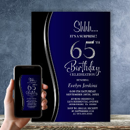 Black Blue Surprise 65e Birthday Inbjudningar