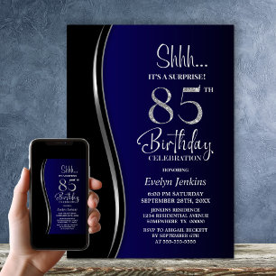 Black Blue Surprise 85:e födelsedagen Inbjudningar