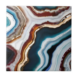 Black Blue Terracotta White Guld Agate Geode Kakelplatta