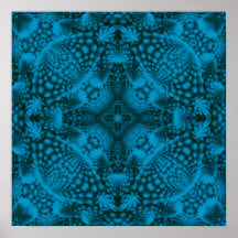 Black & Blue Vintage Blue Fractal Kaleidoscope