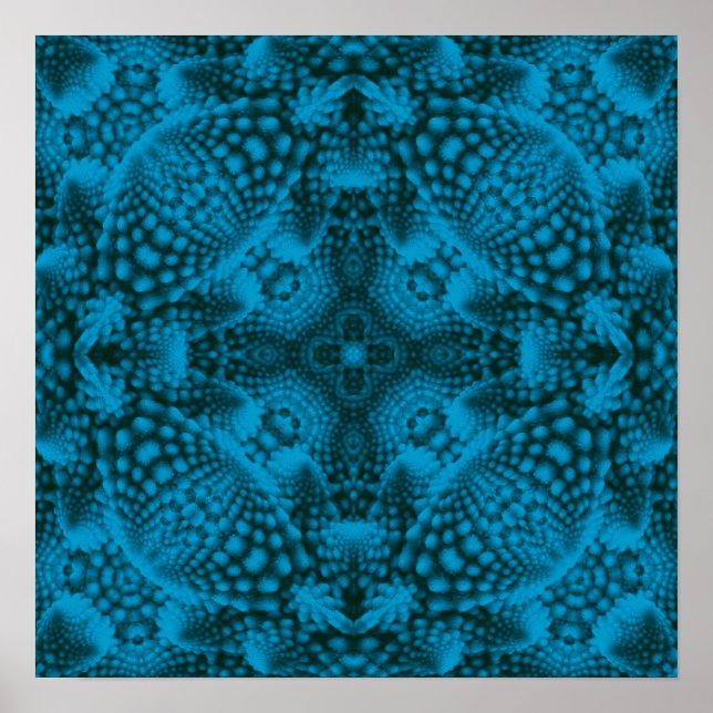 Black & Blue Vintage Blue Fractal Kaleidoscope Poster (Framsidan)